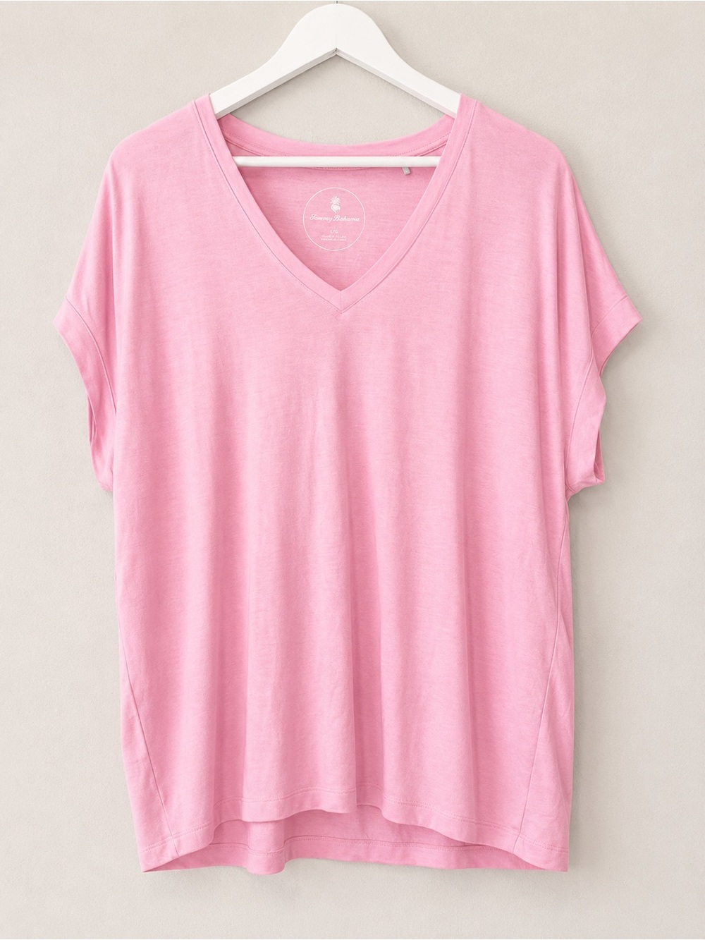 Tommy Bahama Lightweight V-Neck Tee in Light Pink